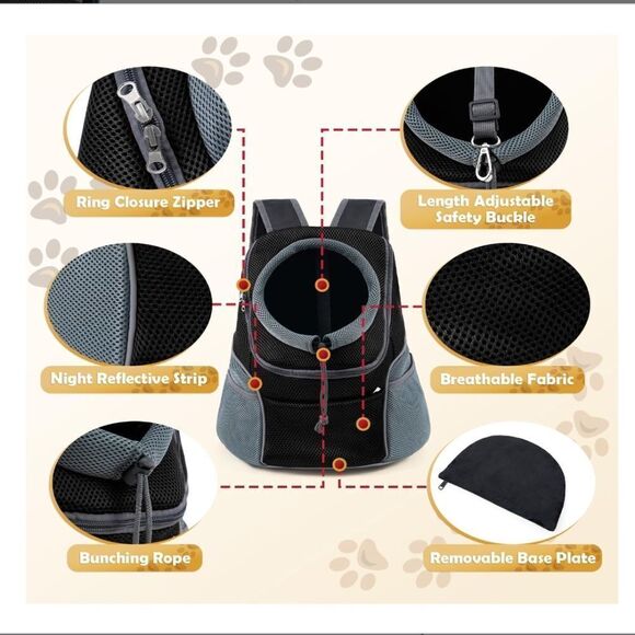 WOYYHO Dog Pet Carrier Backpack Mesh Breathable Head-Out-Pink-Large (3 in Stock) - Picture 12 of 16